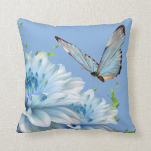 Blue Butterfly Throw Pillow