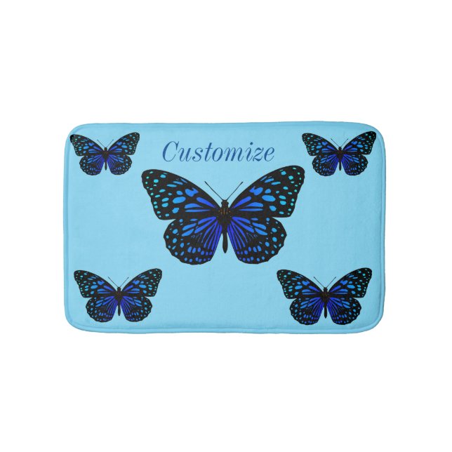 Blue butterfly Thunder_Cove Bath Mat (Front)