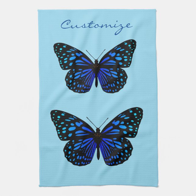 Blue butterfly Thunder_Cove Tea Towel (Vertical)