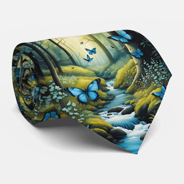 Blue Butterfly Tie (Rolled)
