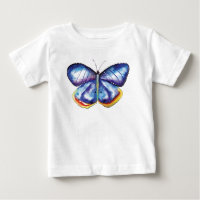 Blue Butterfly Toddler Long Sleeve T-Shirt, White