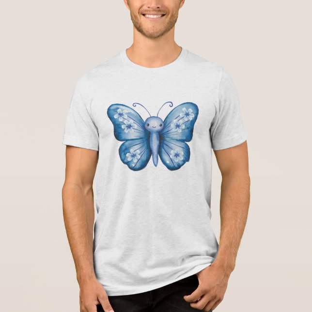 Blue Butterfly Tri-Blend Shirt (Front)