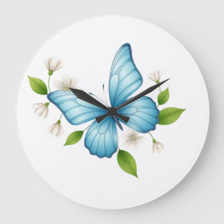 Blue Butterfly Wall Clock
