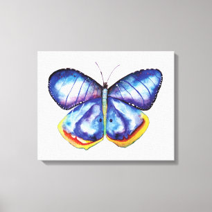 Blue Butterfly Watercolor Art Single Canvas Print