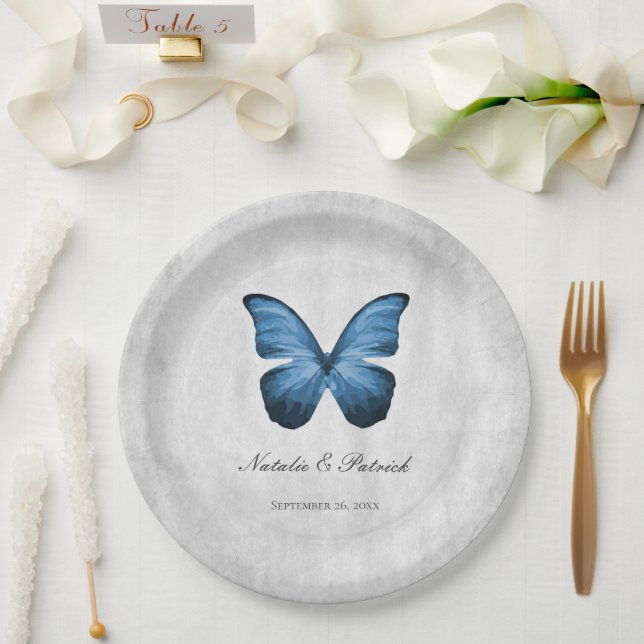 Blue Butterfly Wedding Paper Plates (Wedding)