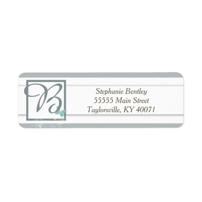 Blue Butterfly Wedding Return Address Label (Front)
