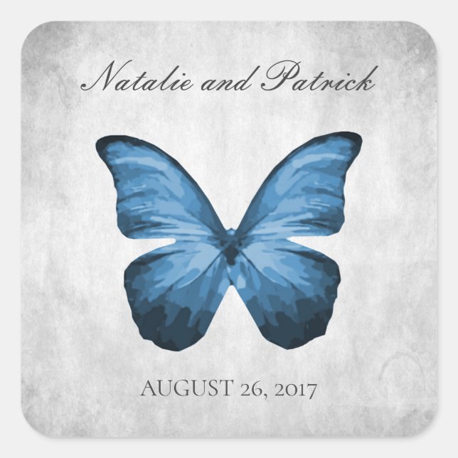 Blue Butterfly Wedding Stickers (Front)