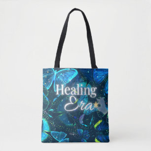 blue butterfly whimsy aesthetic Inspiration Quote Tote Bag