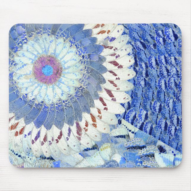 Blue Butterfly Wing Art Mousepad (Front)