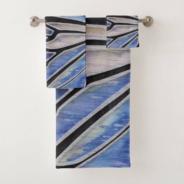 Blue Butterfly Wing Bath Towel Set (Insitu)