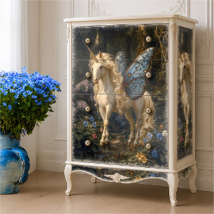 Blue Butterfly Winged Unicorn Decoupage Tissue Paper