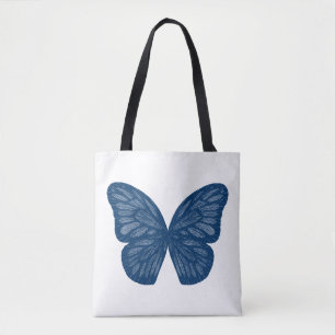 Blue Butterfly Wings Illustration Tote Bag