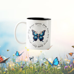 Blue Butterfly With Bible Verses Mug