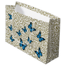 Blue Butterfly with Golden Leaves