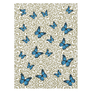 Blue Butterfly with Golden Leaves  Tablecloth