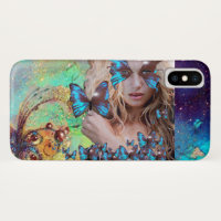 BLUE BUTTERFLY WITH GREEN GOLD SPARKLES