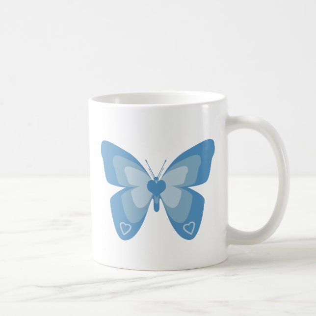 Blue butterfly with hearts coffee mug (Right)