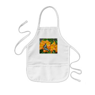 Blue butterfly with Tropical Rhododendron Kids Apron