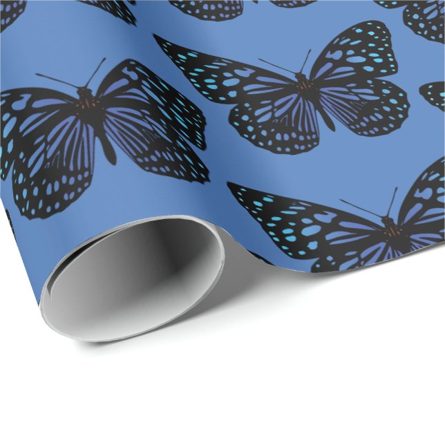 Blue Butterfly Wrapping Paper (Roll Corner)