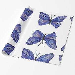 Blue Butterfly Wrapping Paper, 30 in x 6 ft Paper