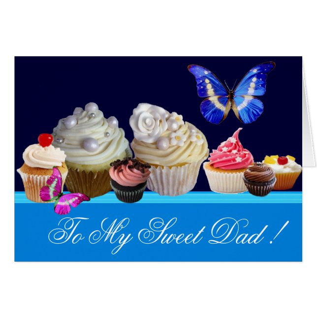 BLUE BUTTERFLY,YUMMY CUPCAKES SWEET FATHER'S DAY (Front Horizontal)