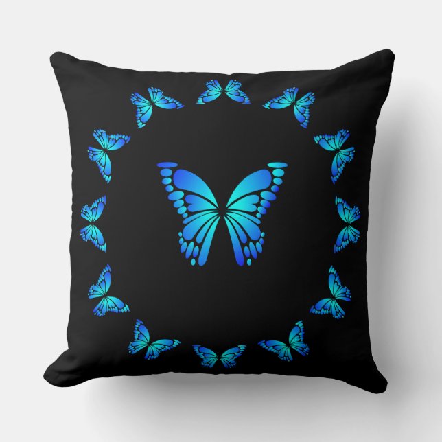 Blue Butterflys by storeman. Cushion (Front)
