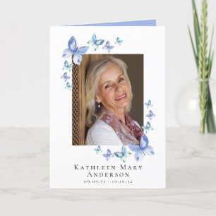 Blue Butterlflies Photo Memorial Service Program
