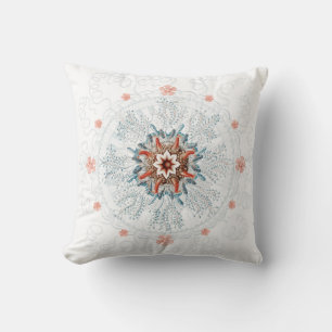 Blue button and baby starfish vintage Throw Pillow