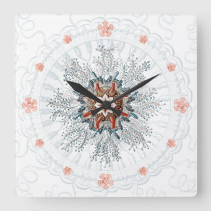 Blue button jellyfish and sea stars Wall Clock