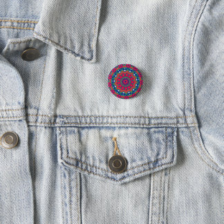 Blue Button with Circular Design