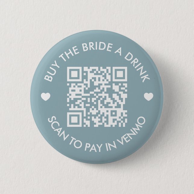 Blue Buy The Bride A Drink QR Code 6 Cm Round Badge (Front)