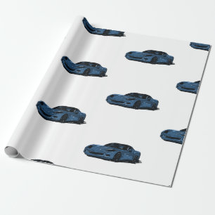 Blue C6 Corvette Wrapping Paper 