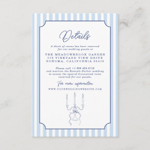 Blue Cabana Stripe Minimalist Wedding Details Card