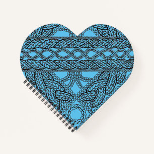 BLUE CABLE KNIT Heart Spiral Notebook