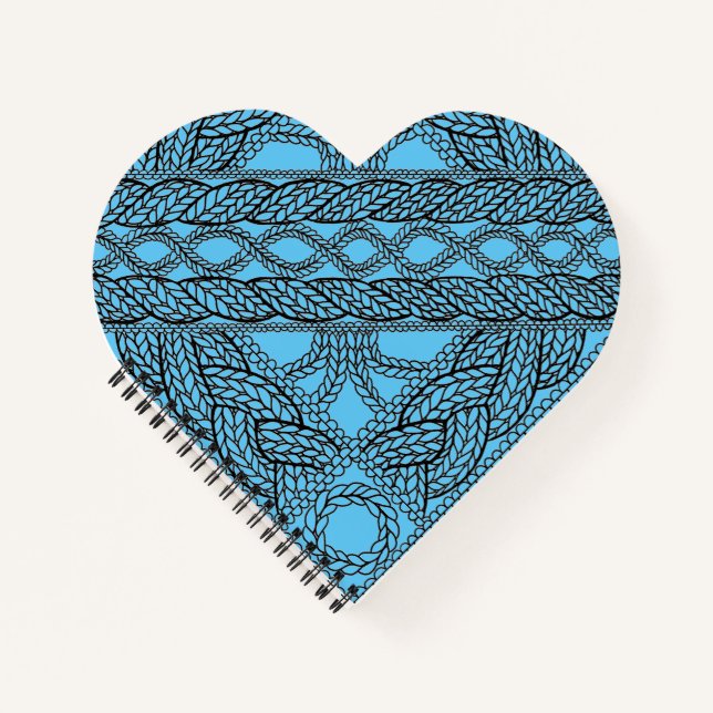 BLUE CABLE KNIT Heart Spiral Notebook  (Front)