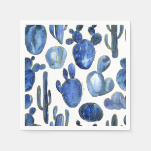 Blue Cactus Gold Desert Chic Travel Southwest Fun Napkin