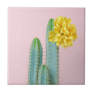 Blue Cactus Trio Ceramic Tile