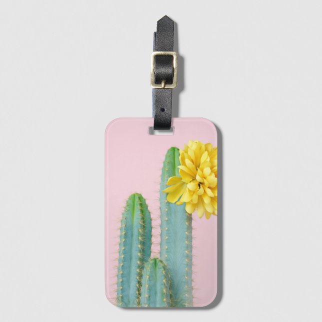 Blue Cactus Trio Luggage Tag (Front Vertical)