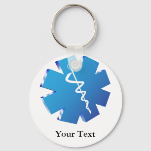 Blue caducers medical gifts key ring