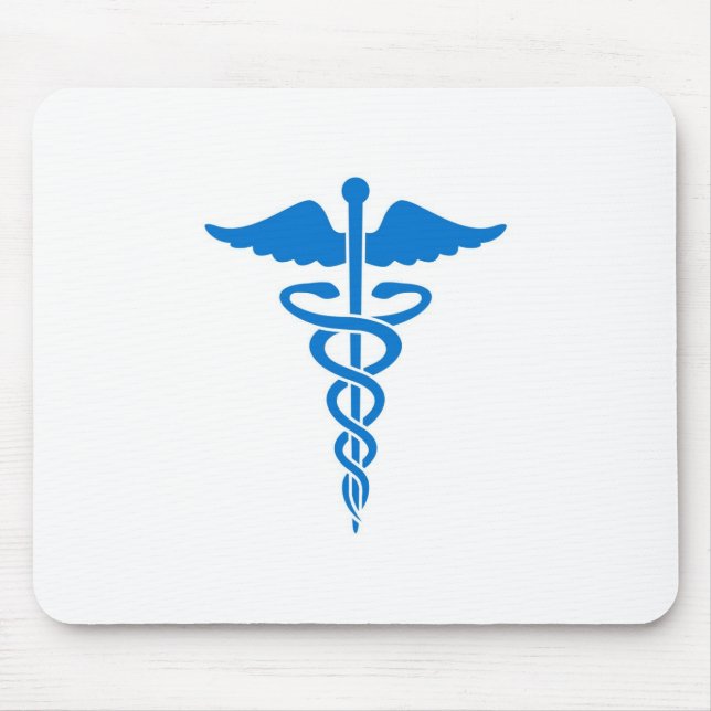 Blue Caduceus Mouse Pad (Front)