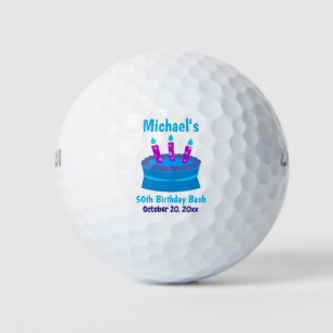 Blue Cake 50th Birthday Party Favour Golf Balls