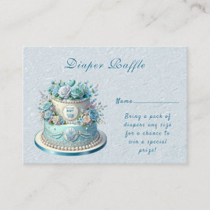Blue Cake Flowers Baby Shower Enclosure Card