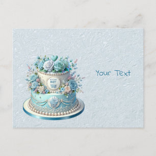 Blue Cake Flowers Postcard