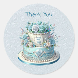 Blue Cake Flowers Sticker