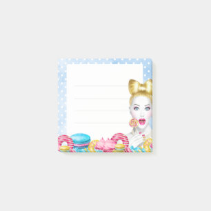 Blue Cake Post-it Notes Cute Bakery Office Memo