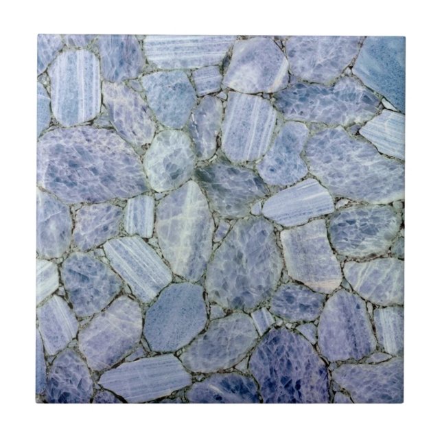 Blue Calcite Quartz Print Backsplash Ceramic Tile (Front)