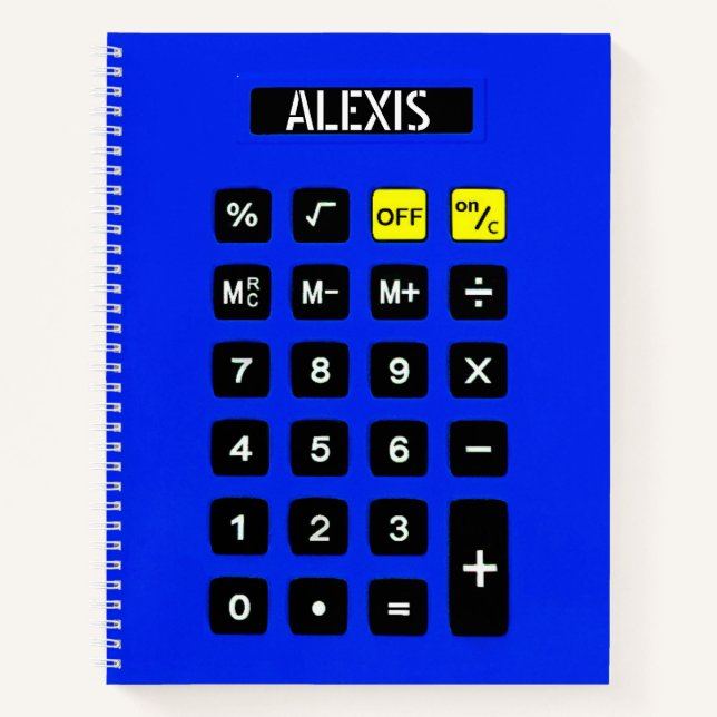 Blue Calculator with Name  Notebook (Front)