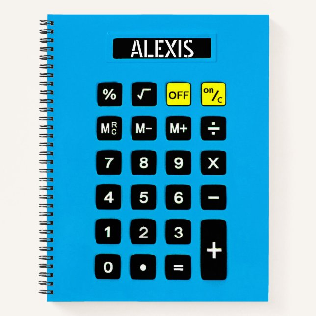 Blue Calculator with Name Notebook (Front)