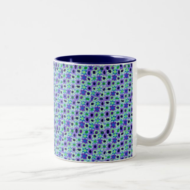 Blue Calico 11 oz Two-Tone Mug (Right)