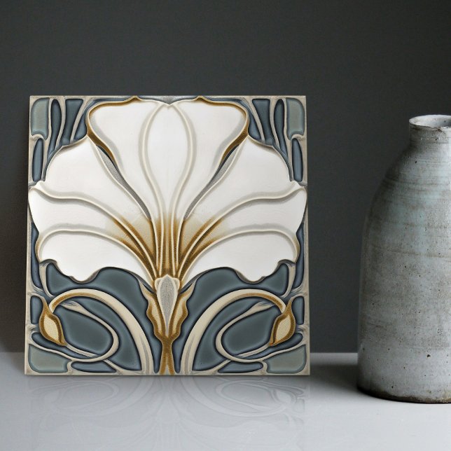 Blue Calla Lily Backsplash Repro Art Nouveau Ceramic Tile (Creator Uploaded)